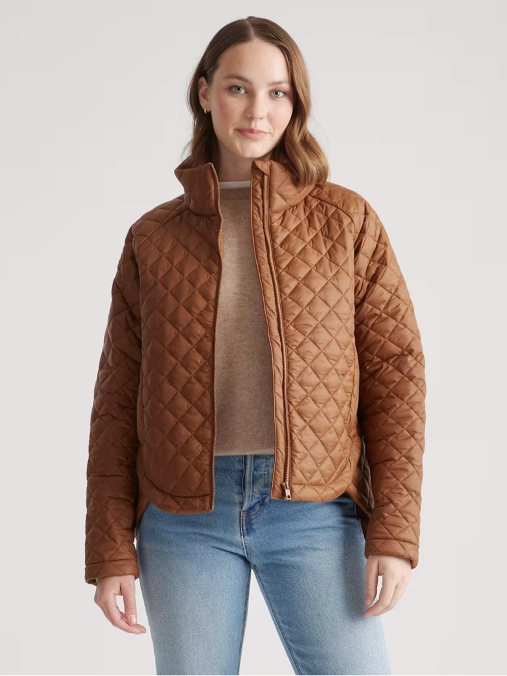 Quince Featherless Quilted Puffer Jacket in Chestnut